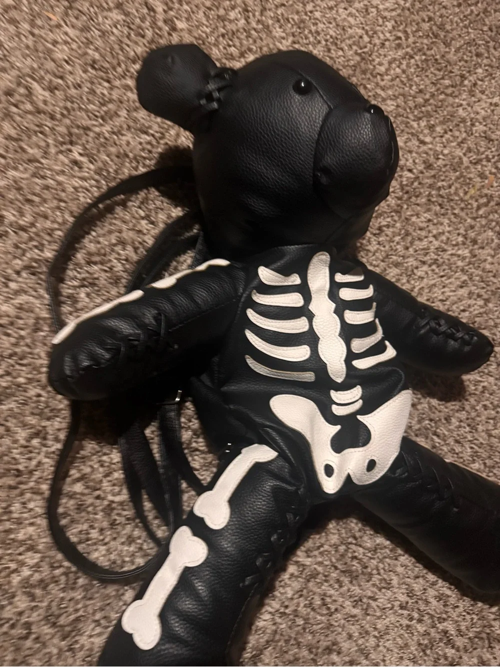Black Teddy Bear Skeleton Backpack